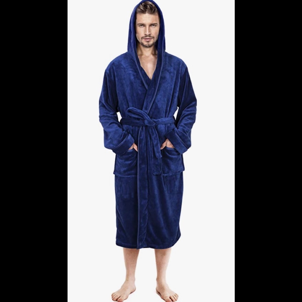 Mens New Adjustable w Belt Fleece Robe Multiple Sizes